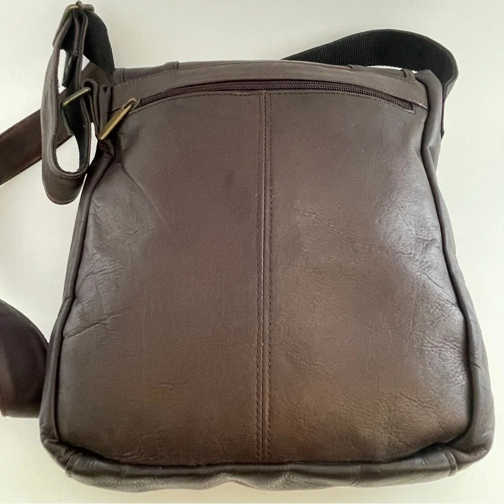 Leather Messenger Bag with Flap Closure